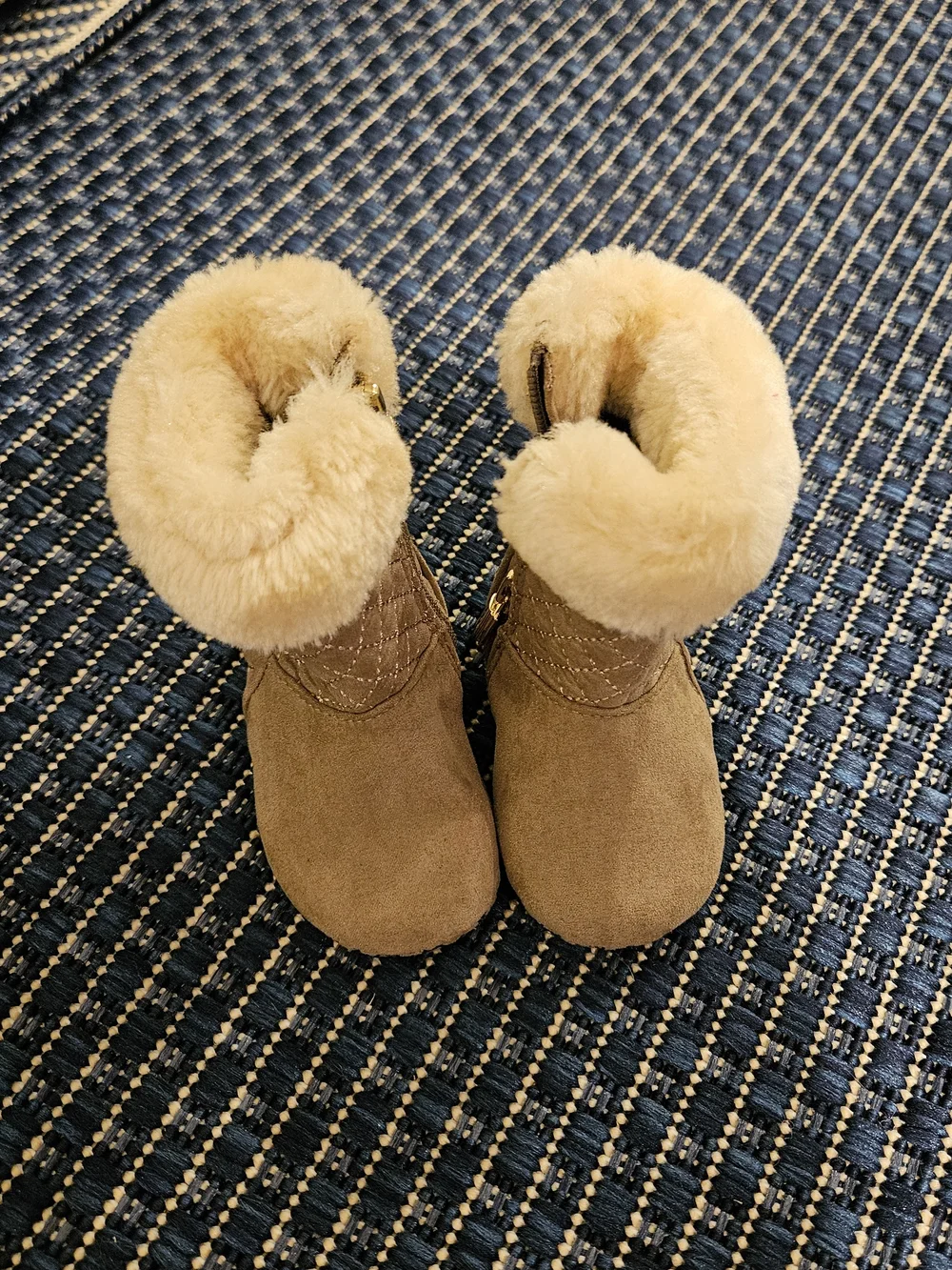 Michael Kors Baby Tan Quilted Faux-Fur Booties